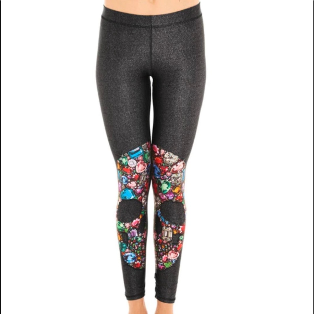 Terez Gemstone Crystal Skull Leggings Made in USA